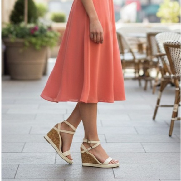Jimmy Choo Shoes - Jimmy Choo‎ London Wedge Sandals Women's Size 7 Cream Open Toe Ankle Strap